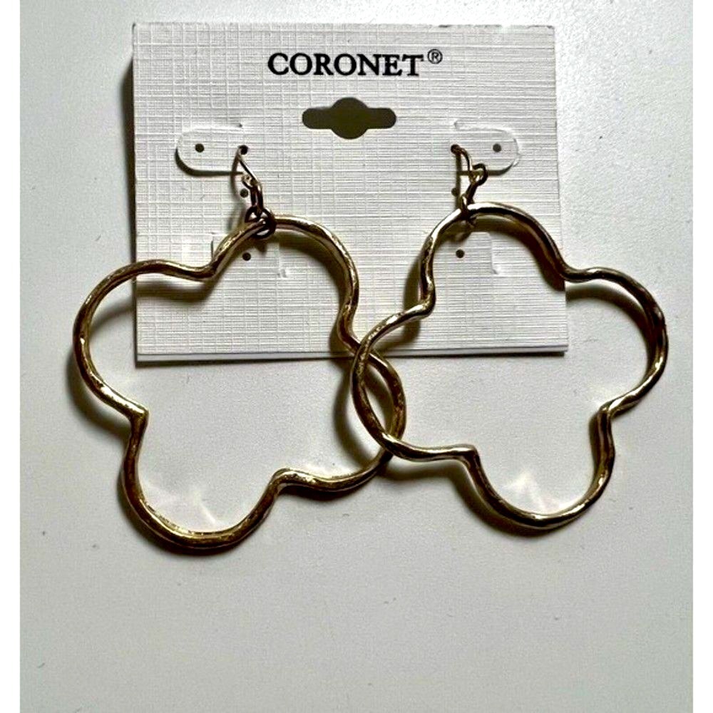 BHZb) CORONET New gold‎ toned earrings hook dangle